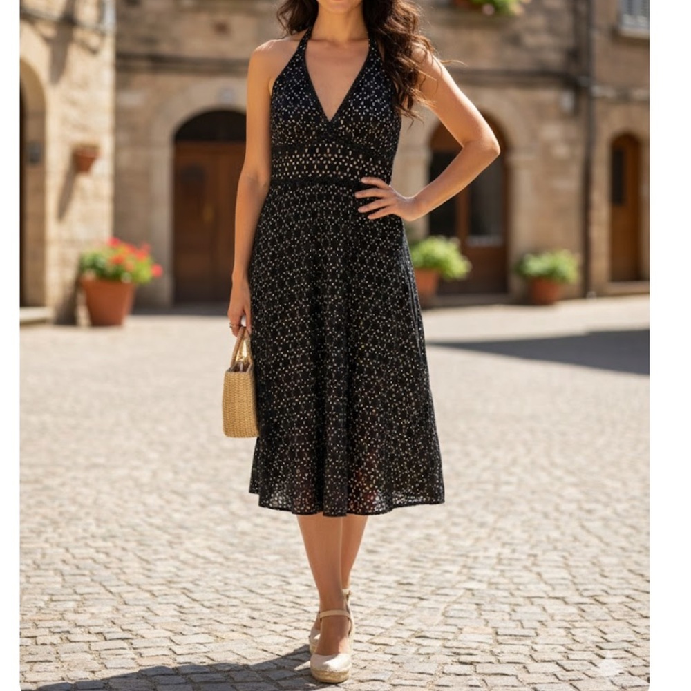 Chaudry KC large Black and beige Polka Dot Dress